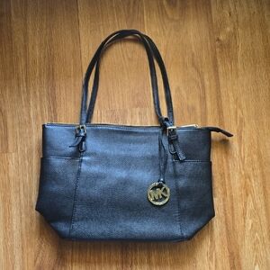 Michael Kors Black Shoulder Bag with Gold Accents